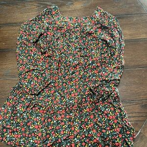 cat & Jack Long Sleeve Red Floral Dress L 10/12